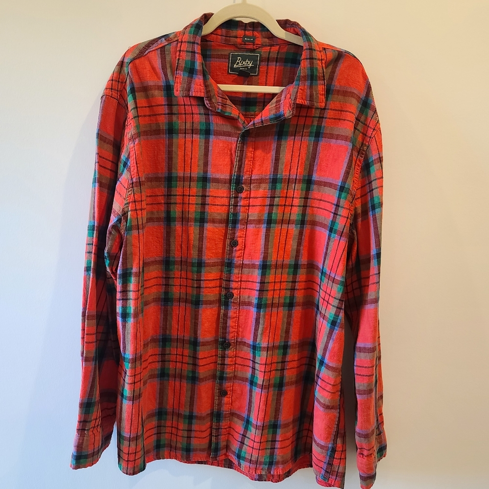 Bixby Men's Plaid Button down Shirt XXL